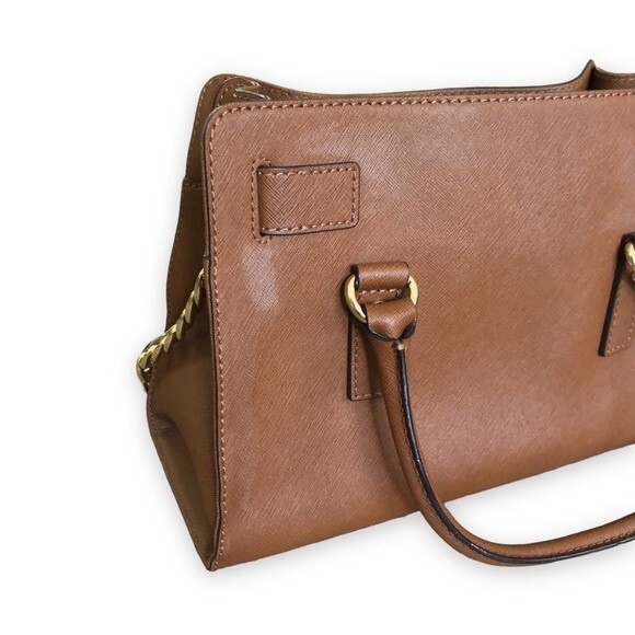 Michael Michael Kors Hamilton Saffiano Leather Medium Satchel Light Brown - Picture 13 of 14